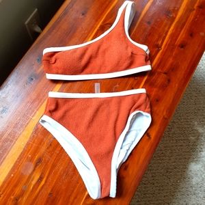 3/$25 CupShe burnt orange and white bikini size M